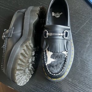 Dr. Martens Black Loafers with Animal Print